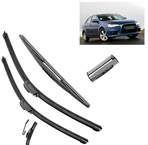 OLLinS Pinselzubehör Scheibenwischer Vorne Hinten Wischerblätter Bürsten Cutter Zubehör J Haken Für Mitsubishi Für Lancer Sportback 2008-2017