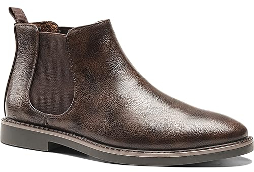 QAXZESA Stivaletti retrò da uomo Stivali Chelsea in pelle formali Scarpe da lavoro da ufficio Stivali da equitazione,Brown-44