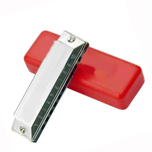 Harmonica C Tone Key 10 Holes Mouth Organ Keyboard Professional Musical Instruments Accordion harmonica Beginners (Color : Silver)