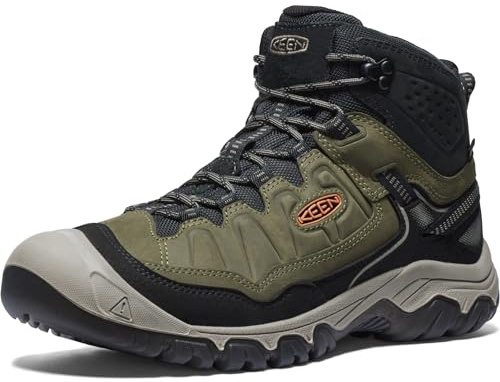 KEEN Targhee 4 Herren-Wanderstiefel, mittelhoch, langlebig, bequem, wasserdicht, Dark Olive/Gold Flame, 42 EU
