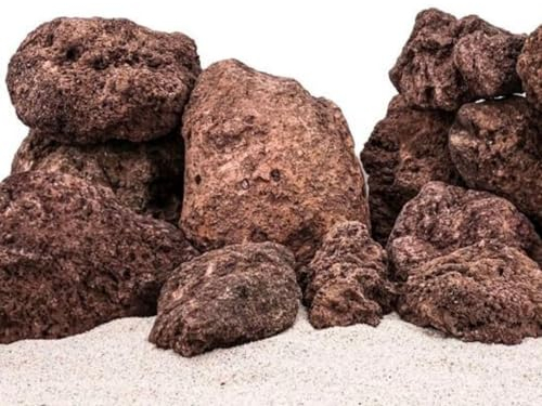 AquaOne Aquarium Steine Rote Lavasteine I Natursteine Lava 15kg Mix Größe M-XL I Aquascaping Gestein für Tank I Lavagestein Dekoration Aquascape Deko