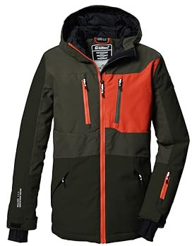 killtec Jungen Skijacke/Funktionsjacke mit Kapuze und Schneefang KSW 397 BYS SKI JCKT, oliv, 128, 42288-000