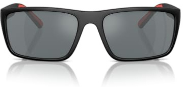 Scuderia Ferrari Fz6003u Herren-Sonnenbrille, universelle Passform, rechteckig, Schwarz matt/Grau verspiegelt Schwarz, 59 mm