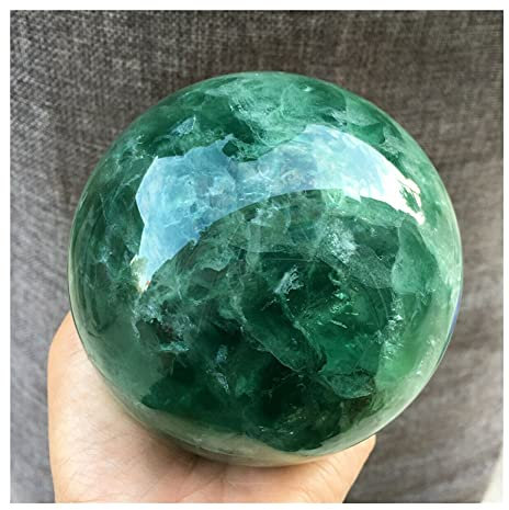JRXFXEKW Natürliche Kristalle Quarz Grün Fluorit Kugel Kristallkugel Energiesteine Zimmer Home Aquarium Dekoration Zubehör (Size : 80-85mm)