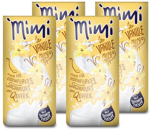 Mimi Milchmix Vanille Getränkepulver 4 x 400g - Milchlösliches Milchmixgetränke - 4er Probierpaket - Strawberry für die Verfeinerung von Müsli, Joghurt, Quark oder Shakes