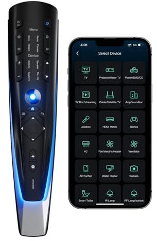 BESTJOY Super Universal Remote Control,All in One Remote with App,Bluetooth, Infrared, RF Universal Controller, RF433/315 Compatible for Smart TVs/STB/Projector/Streaming Players/Blu-ray