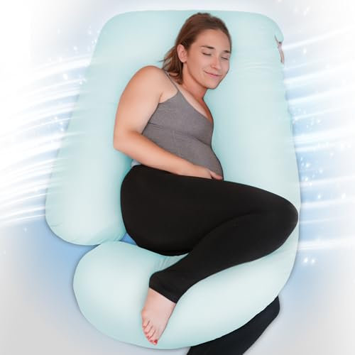 PinkFroggie Kühlung Seitenschläferkissen mit Seidige Bezug,J Form Schwangerschaftskissen für Heißer Schläfer,Kissen Stillkissen Lagerungskissen für Frauen &Seitenschläfer,Körperkissen Ganzkörperkissen