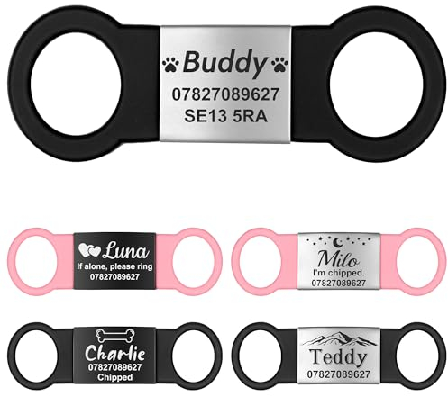 GISUREY Lautlose Hundemarke mit Gravur - Robuste Hundemarke Personalisiert mit Einzigartigem Design, Langlebige und Gut Lesbare Adressanhänger Hund für Hunde-/Katzenhalsbänder, BS-L