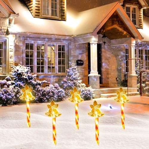 SPERMUOY Zuckerstangen außen deko Weihnachten gartenstecker,5 Stück Zuckerstangen Gartenstecker,Gartenstecker Weihnachten beleuchtete zuckerstangen für Garten, Weihnachts Beleuchtung Deko Außen