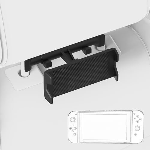 GEEKRIA Kfz-Kopfstützenhalterung, Gaming-Zubehör, kompatibel mit Nintendo Switch/Switch OLED/Switch Lite/Handy, 180° drehbare, verstellbare Autohalterung für 5,5-10,5-Zoll-Gerät (Carbonmuster)