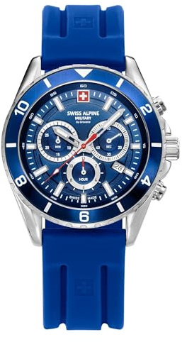 Swiss Alpine Military Herren-Armbanduhr Chronograph Analog Quarz Silikon 7034.9