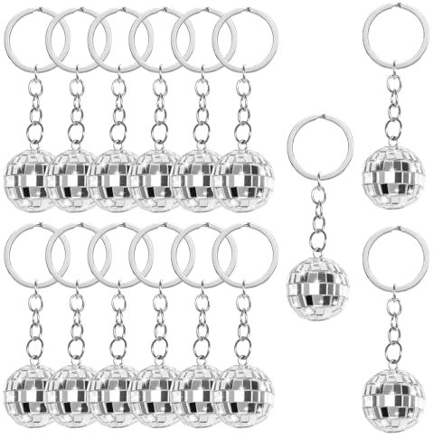 15 Stück Discokugel Schlüsselanhänger Spiegelkugel Schlüsselanhänger Spiegel Disco Kugel Anhänger Disco Ball Keychains Mini Schlüsselanhänger Disco Kugel Deko für 1970er Jahre Partygeschenke Set