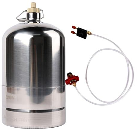 KDYVK Bouteille de gaz en Acier Inoxydable, réservoir de gaz Gonflable, réservoir de Stockage de Carburant, Portable Vide Rechargeable for randonnée Barbecue, ustensiles de Cuisine(1.5L)