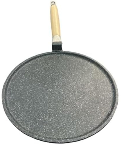 Generico Crepiera in Pietra Lavica a Induzione 28 cm, con Manico Estraibile Artigianale Made in Italy