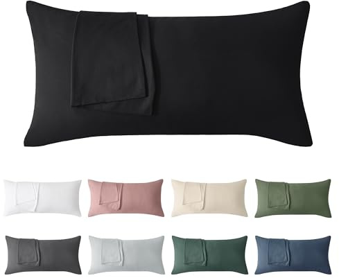 Jellymoni Kissenbezug 40x60 Baumwolle 2er Set Kissenbezüge Schwarz Oeko-Tex aus 100% Gewaschene Baumwolle Kopfkissenbezug mit Verstecktem Reißverschluss Weich 2 Stück Kissenhülle für Kissen 40x60cm