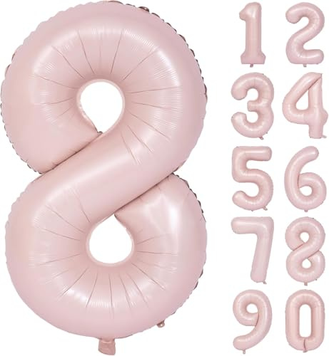 Zahlen Luftballon Rosa 40 Zoll Matte Rosa Nummer Ballons 8 Mädchen Geburtstag Luftballons Pink Helium Folie Mylar Ballon Geburtstagsdeko Party Bankett Dekoration Zahl 8