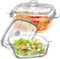 Paquete de 2 cacerolas de vidrio con tapa, plato cuadrado para hornear con asa, cuenco de vidrio de borosilicato para horno, cocina, hogar, fiesta, cocina, lavavajillas (0.8 L + 1.5 L)