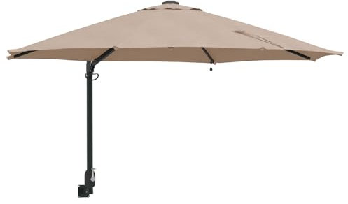 vidaXL Parasol da Giardino a Parete con LED integrati, Colore Tortora, 248 cm. Ombrello Pieghevole e Regolabile per Il Balcone. Ombra per Esterni con Design Elegante e Struttura in Acciaio Resistent