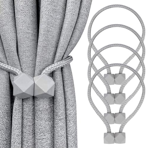 Yatinkim Magnetische Vorhang Raffhalter 4 Stück Gardinen Raffhalter Grau | Magnetisch Gardinenhalter Raffhalter für Vorhänge Halter Holdbacks Halter Haken Clip für Zuhause Schlafzimmer Haus