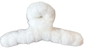 Wambere 3 Stück Plüsch Haarklammer,Flauschige Haarspangen,13 cm Große Haarklammern,ästhetische Krallen-Clips,Haarklauenclips,Krallenklammer-Haarspangen,Haar Greifer Haarfang Haarstyling Zubehör,Weiß