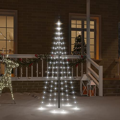 Mokuyary Christmas Tree on Flag Pole 108 LED Cool White 180 cm Christmas Tree, Christmas Tree Quick Assembly for Holiday Decoration at Home, Office