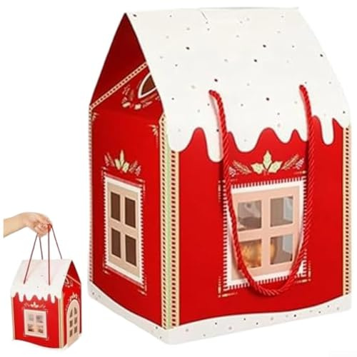 Christmas Wonderland Cottage 3D-Haus-Geschenkboxen für saisonalen Gebrauch bei der Organisation und Präsentation von Urlaubssüßigkeiten bei Familienveranstaltungen und Partys (Set)