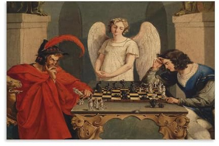 Die Schachspieler von Moritz Retzsch Künstlerarbeiten, gedruckte Poster, Fotokunst, Leinwand, Heimdekoration, Schlafzimmer, moderne Dekorationen, 20 x 30 cm