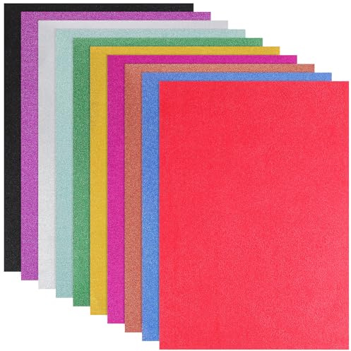 jojofuny 20 Blatt Selbstklebendes Glitzerndes Kartonpapier in Verschiedenen Farben 80g Bastelpapier für Erwachsene im Kindergarten und Schule Zufällige Farbe