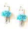 Wood Wall Sconce Hanging Wall Candle Holders Set of 2, Silver Color Mason Jar Wall Sconce Rustic Home Decor (With Blue flower)