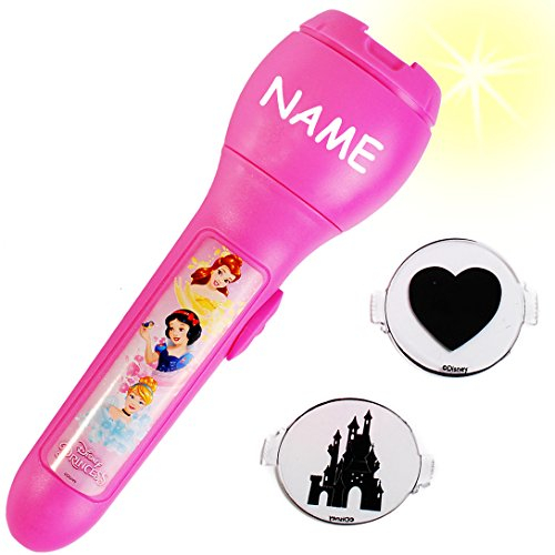 alles-meine.de GmbH 3 TLG. Set Taschenlampe LED - Princess - Prinzessin - inkl. Name - Projektor - Licht Projektion mit verschiedenen Bilder Aufsätzen - für Kinder Lampe / ..