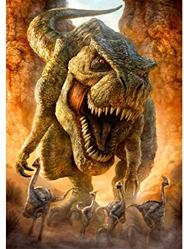 MXJSUA DIY 5D Diamantmalerei Full Round Drill Kit Strass Bild Kunsthandwerk für Home Wall Decor 30x40cm Angry Dinosaur