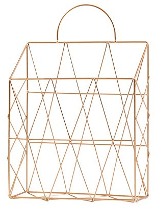 Wankd Zeitschriftenhalter hängenden Wand montiert Zeitung Periodensystem Buch Dokument Datei Veranstalter Korb Metallregal Lagerbehälter Display-Ständer (Gold, 25.5 * 10 * 38cm)