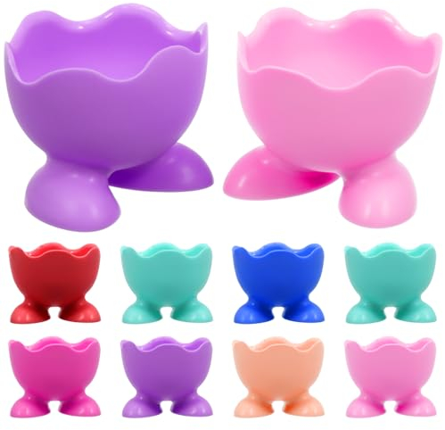 10 Stück Silikon Eierbecher Set Colourful Egg Holder Egg Cup with Small Feet Küche Gekochte Eierhalter (Zufällige Farbe)