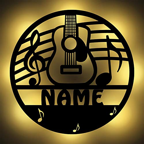 Musiker-Geschenke Gitarre für Männer Frauen Mann Frau Kinder Wand-Lampe Personalisiert I Batteriebetrieben Deko Musik-Geschenk Gitarrengeschenke Gitarristen
