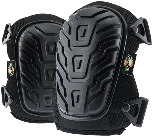 Knee Pads for Work - Universal Fit for Men and Women - Professional Poly-Shield Knee Pads With Gel-Padded Cushion - Construction Knee Protector With Adjustable Buckle Closure & Non-Slip Straps