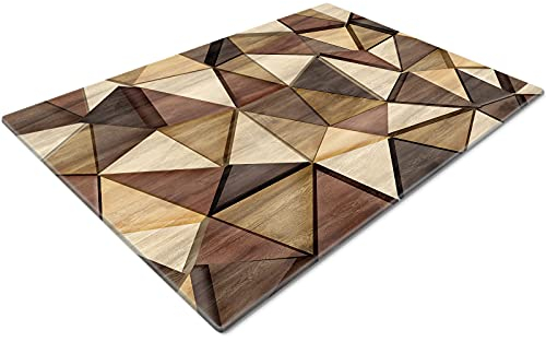 Chopping Boards | Glass Worktop Savers | Worktop Protectors Heat Resistant | Catering Chopping Boards | Chopping Boards Glass | Over The Sink Chopping Board | Large | Geometric Gold Brown