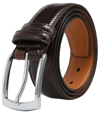 VRLEGEND Ledergürtel Herren Gürtel Herren Leder 35mm für Business und Formelle Anlässe, Anzuggürtel Herrengürtel mit Geschenkbox (130cm,Braun)