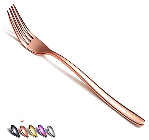 Tafelgabeln aus Kupfer, 6-teilig, Edelstahl, 20,3 cm Gabeln, Besteck-Set, Dessertgabeln, Tafelgabeln, Salatgabeln für Zuhause, Küche oder Restaurant, spülmaschinenfest