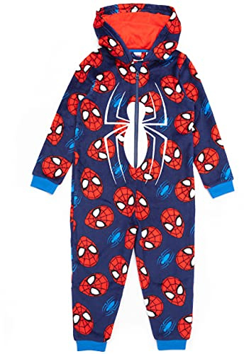 Marvel Spider-Man Onesie For Boys | Kids Superhero Blue Red Pyjamas All In One | Comics Clothing Gift