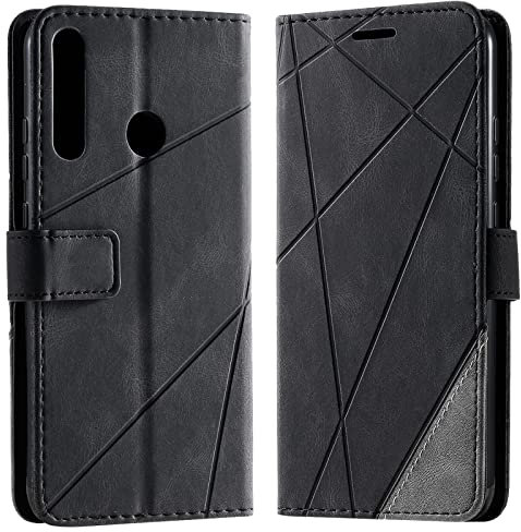 Vankii Cover per Huawei P40 Lite E/Honor 9C/Y7P 2020, Flip Caso Libro Portafoglio Custodia in Pelle PU Magnetica,Custodia Pelle Sintetica TPU Silicone Antiurto,Funzione Supporto Slot Schede (Nero)