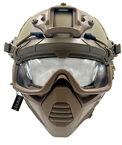 PJ Taktik Airsoft Schutz Fast Helm mit Schutzbrille und halber Gesichtsschutz Maske Passend für Paintball CS