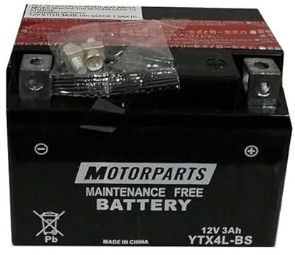 BATTERIA MOTORPARTS MINARELLI YTX4L-BS 12V 3AH COMPATIBILE CON MBK BOOSTER SPIRIT 50 2T 03 > 03 SENZA MANUTENZIONE COMPLETA SPECIFICA MOTO SCOOTER