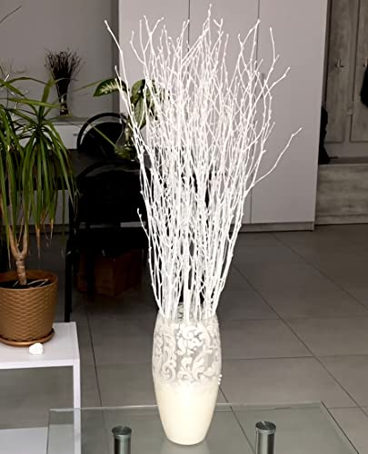 ECOVENIK 25 psc - Branches - 73 cm, Natural Birch Twigs, Pack of 20-25 Stems, Long for Floor vases, (White-Grey)