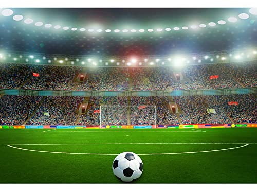 Aoihrraan 3x2m Fußball Feld Hintergrund Fußball Gericht Spiel Scheinwerfer Stadion Spiel Fotografie Hintergrund Sport Thema Party Jungen Geburtstag Video Shootings Porträt Foto Studio Requisiten