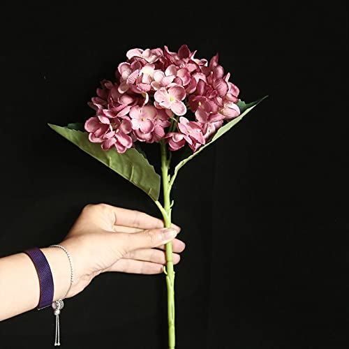 AmbAYZ 4 STÜCKE Künstliche Hortensien, Kunstblumen Aus Seide, Künstliche Blumensträuße Für Zuhause, Hochzeitsfeier, Dekoration,Herbst Deep Purple