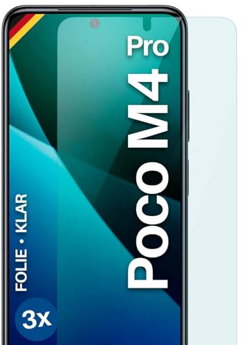 moex für Poco M4 Pro Schutzfolie Displayschutz Folie Ultra-klar HD 0,2 mm kompatibel mit jeder Hülle, Anbringen ohne Blasen, Handyfolie Extra Kratzfest, FlexProtect 3 Stück