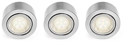 NCC-Licht 3 x LED Möbel Aufbau- & Einbauleuchten Mercur Stahl gebürstet IP44 3 x 1,2W G4 60lm warmweiß 2700K