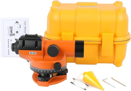 Automatic Optical Level 32X with Self-Leveling Magnetic Dampened Compensator and Transport Lock, Height/Distance/Angle Measuring Tool 393Ft of 3/10 at 100Ft Leveling Accuracy IP54 Waterproof