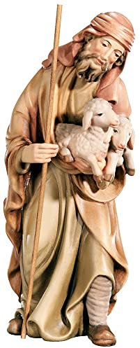 JS Garten Deko Krippenfigur Matteo Kollektion Hirte H 12 cm Holzfigur Holzstatue Statue aus Ahornholz von Dolfi