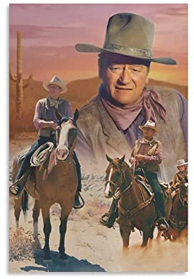 ZHUYING John Wayne Poster Filmstern Poster Kunstposter The Cowboy Poster Bild Druck Wandkunst Poster Malerei Leinwand Poster Kunstwerke Raum Ästhetik 08x12i